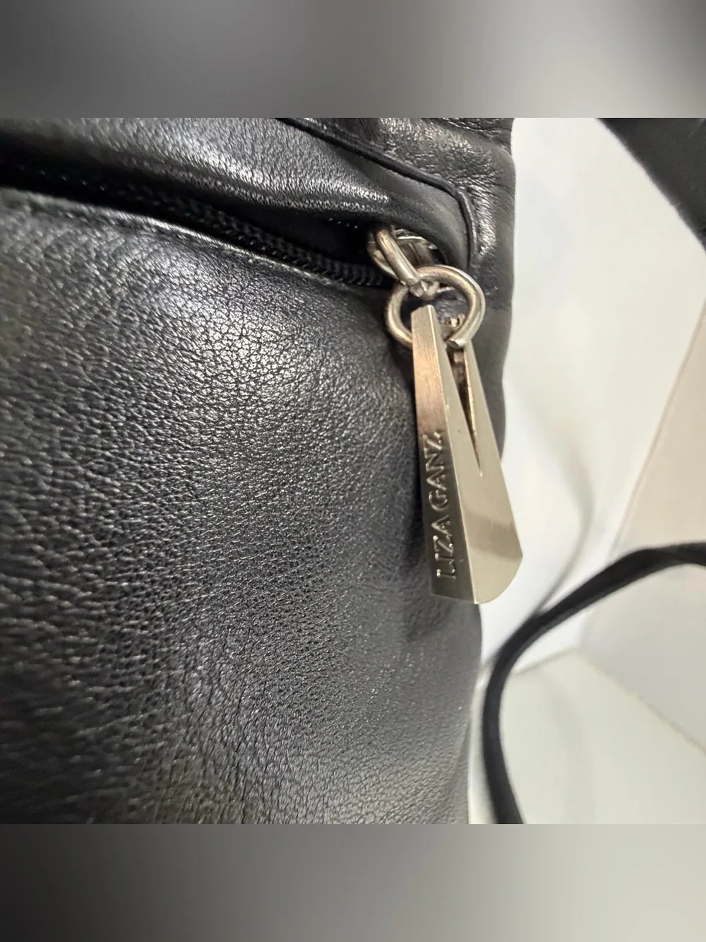 Y2K Liza Ganz New York Black Leather Crossbody Purse